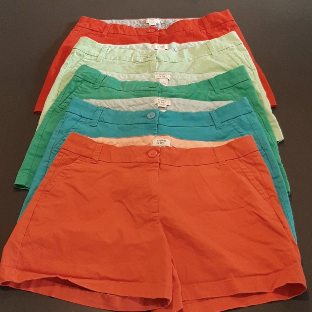 Set of 4 crown & ivy Womens Shorts - Orange, Teal, Green, Mint